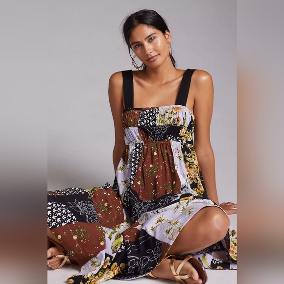 NWT Anthropologie Maeve Bohemian Floral Patchwork Maxi. Large. $170 - Picture 3 of 11